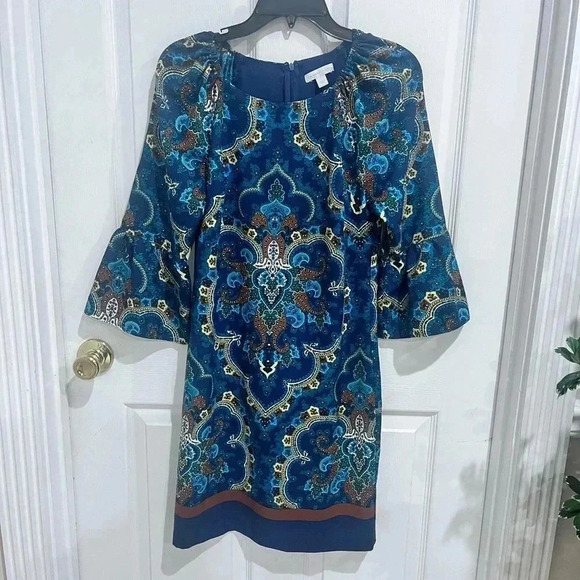 New York & company women’s dress /mixture of blues & browns for color & sz small - Picture 1 of 6